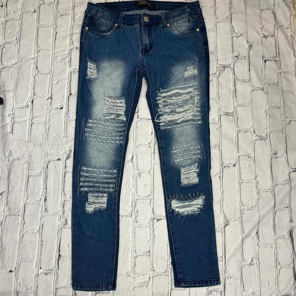 Thrill Jeans Y2K Distressed Straight Leg Denim Sz 11 - Picture 1 of 8